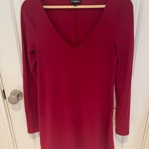 Express Red V-Neck Dress